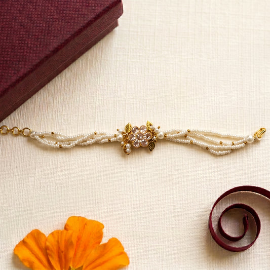Elegant Pearl Floral Bhabhi or Sister Bracelet