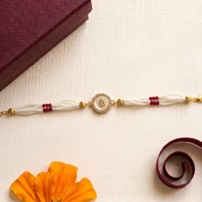 Lord Ganesha Pearl Bhabhi or Sister Bracelet