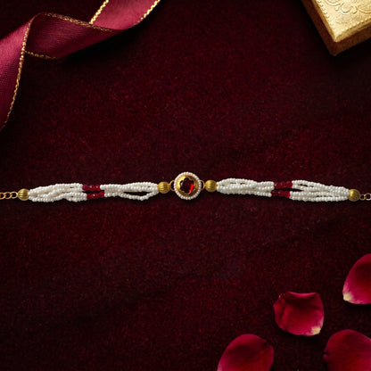 Ruby Stone Pearl Bhabhi or Sister Bracelet