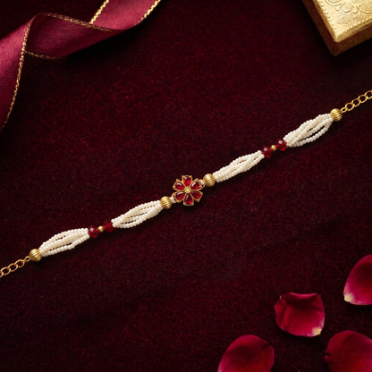 Ruby Floral Pearl Bhabhi or Sister Bracelet
