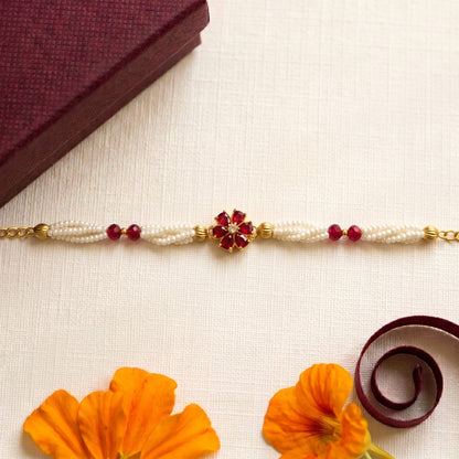 Ruby Floral Pearl Bhabhi or Sister Bracelet