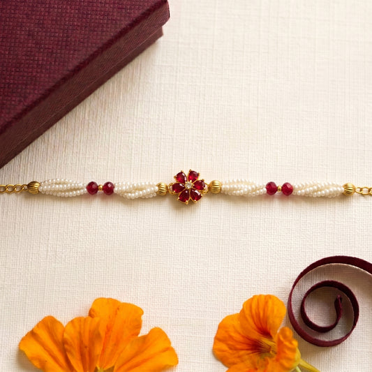 Ruby Floral Pearl Bhabhi or Sister Bracelet