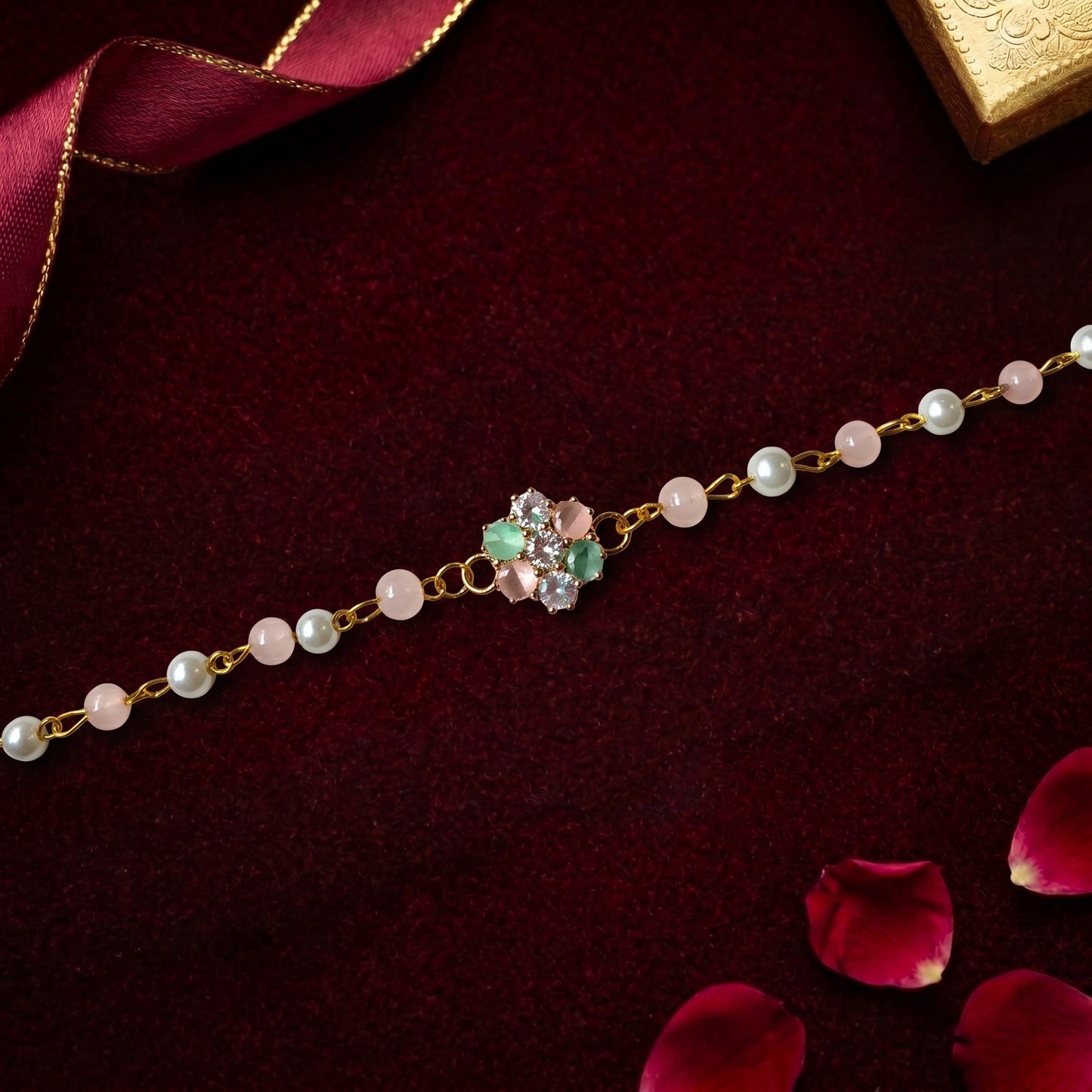 Premium Pastel Floral Pearl Bracelet for Bhabhi
