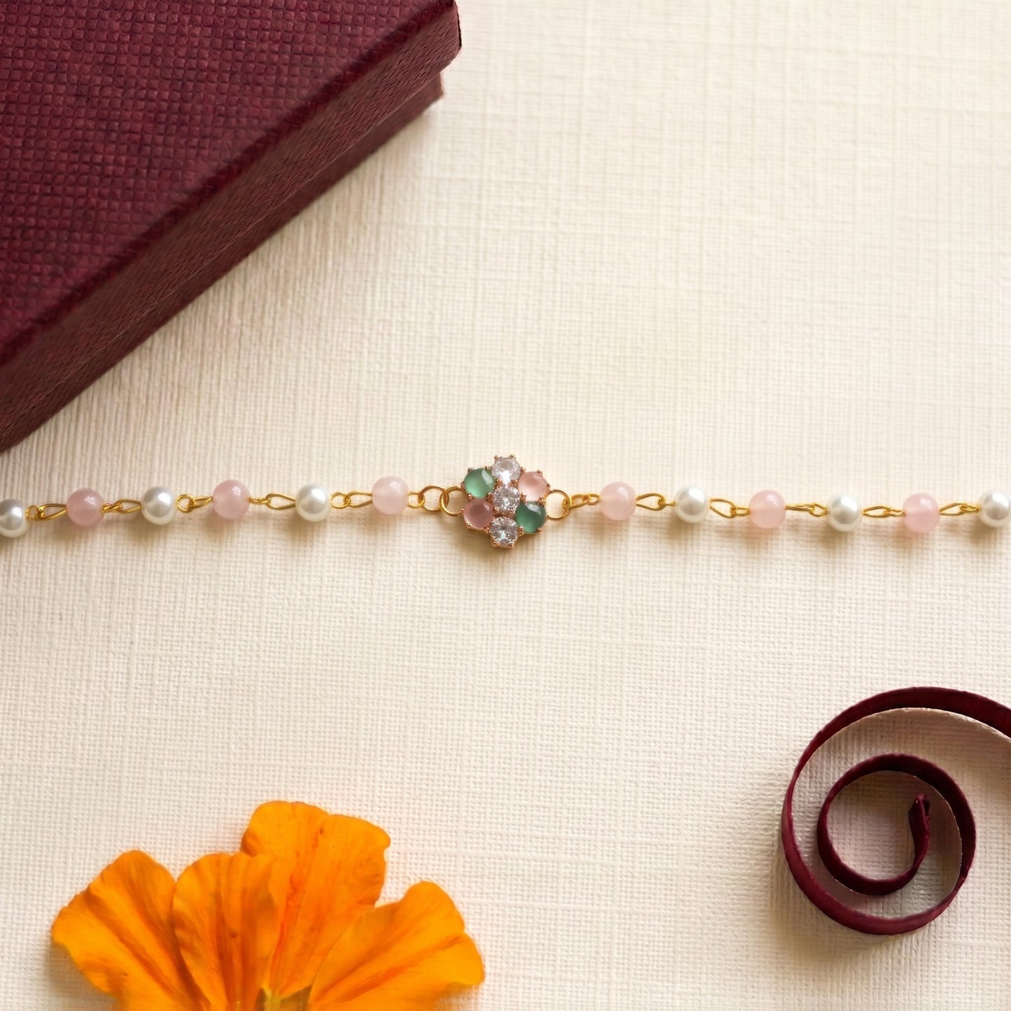 Premium Pastel Floral Pearl Bracelet for Bhabhi