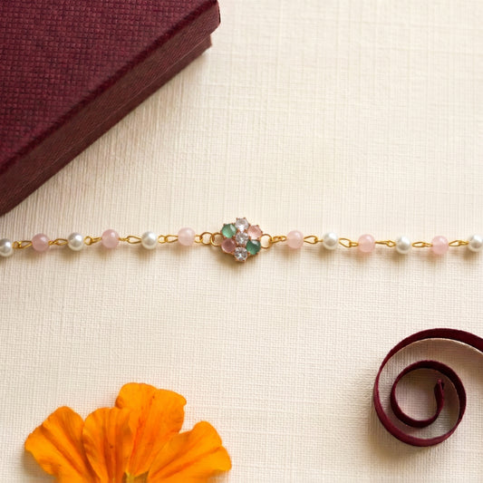 Premium Pastel Floral Pearl Bracelet for Bhabhi