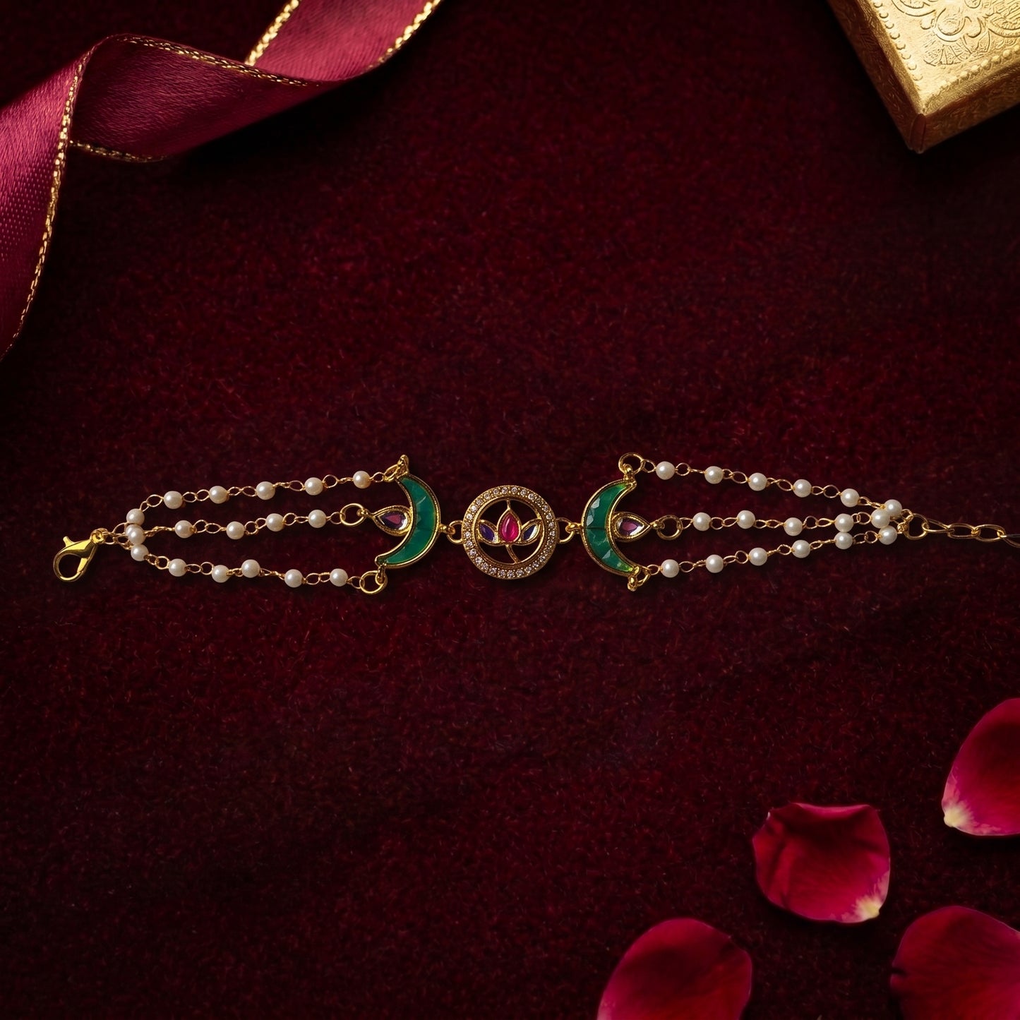 Kundan & Green Enamel Raksha Bandhan Bracelet
