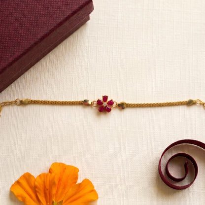 Premium Ruby Floral Gold Bracelet for Bhabhi