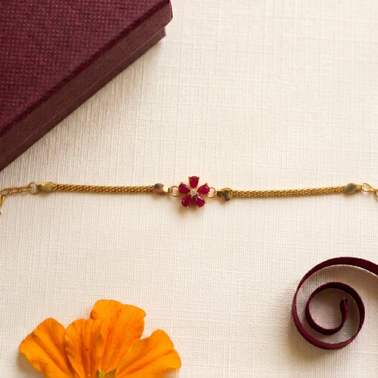 Premium Ruby Floral Gold Bracelet for Bhabhi
