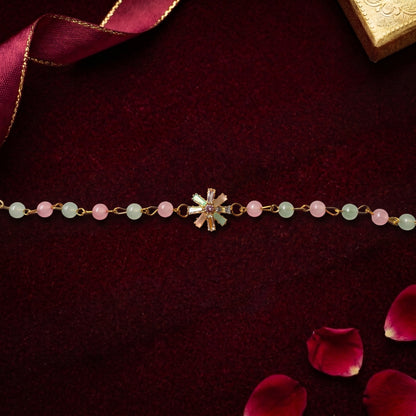 Pastel Crystal Flower Beaded Handcrafted Bracelet for Bhabhi