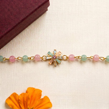 Pastel Crystal Flower Beaded Handcrafted Bracelet for Bhabhi