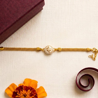 Minimal Lord Ganesha Gold Handcrafted Bracelet for Bhabhi