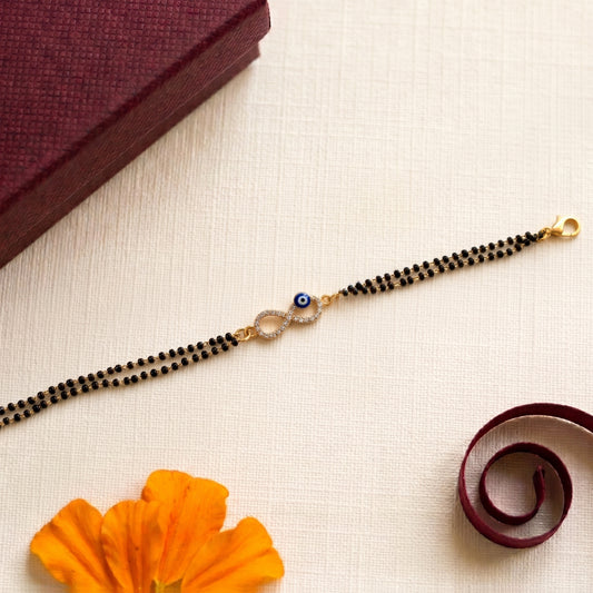 Infinity Evil Eye Black Beaded Bracelet for Bhabhi