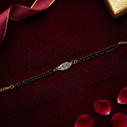 Crystal Solitaire Black Beaded Bracelet for Bhabhi