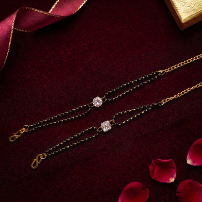 Double Black Bead Solitaire Mangalsutra Bracelet Collection (Choose Your Design)