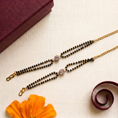 Double Black Bead Solitaire Mangalsutra Bracelet Collection (Choose Your Design)