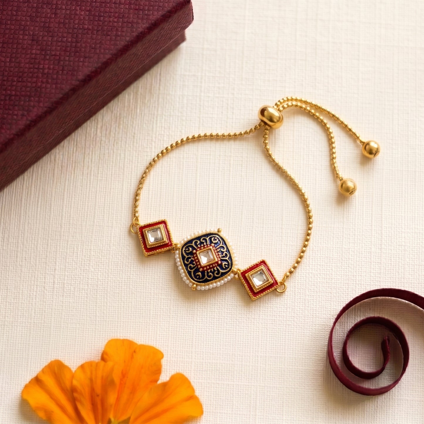 Royal Kundan Meenakari Adjustable Bracelet