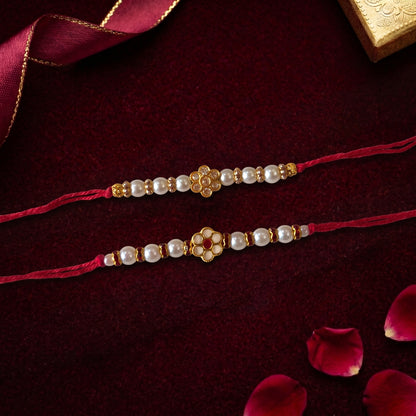 Elegant Pearl Floral Bhai Rakhi Collection