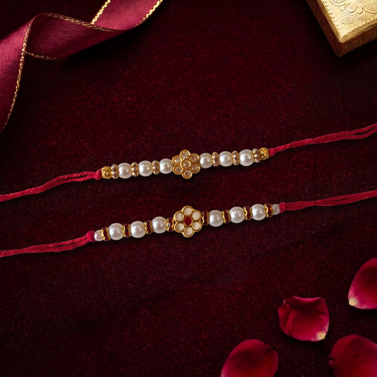 Elegant Pearl Floral Bhai Rakhi Collection