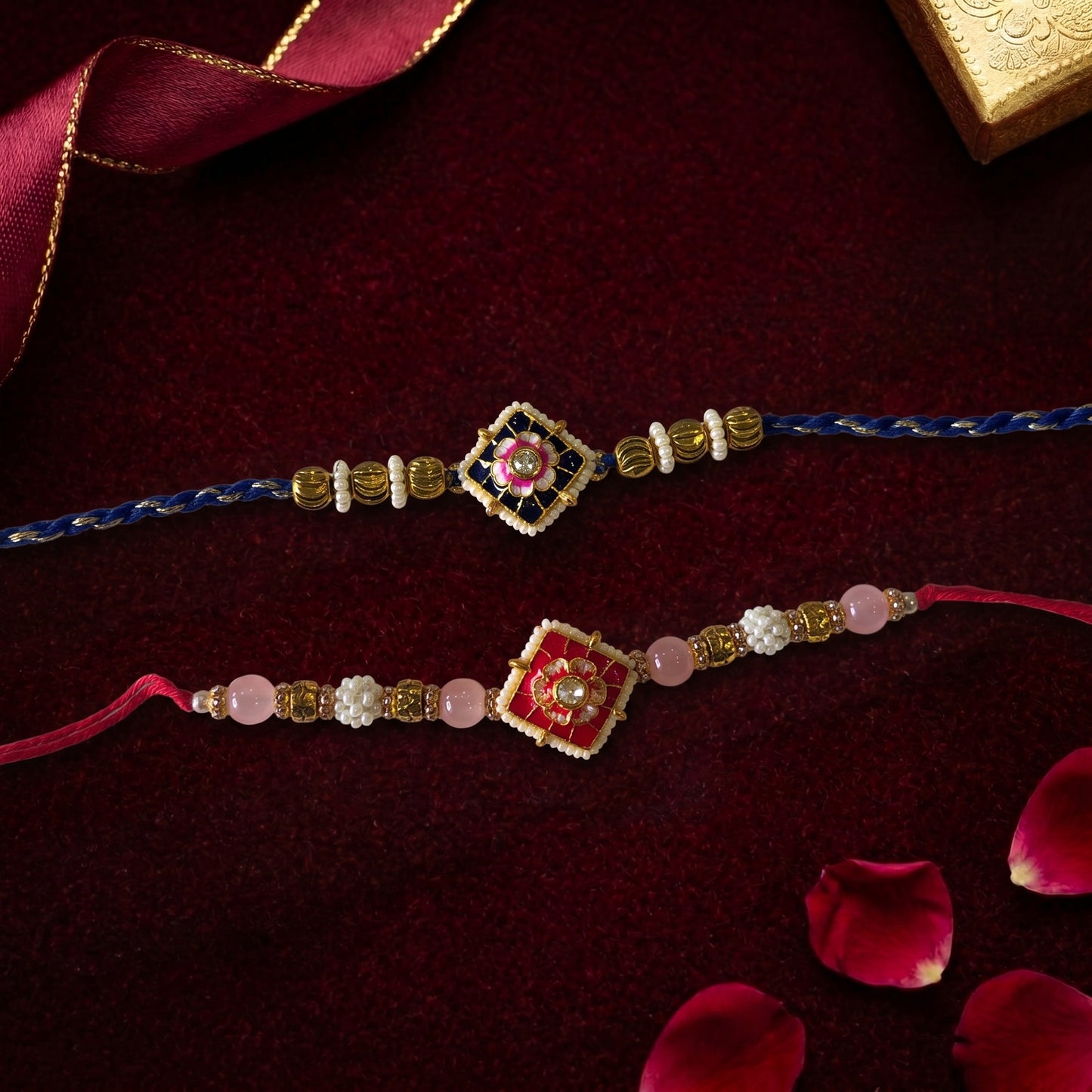 Elegant Square Floral Designer Bhai Rakhi Collection