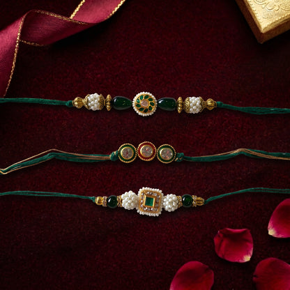 Premium Green Stone Bhai Rakhi Collection