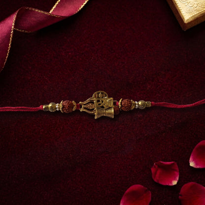 Premium Mahadev Trishul Damru Rudraksha Bhai Rakhi