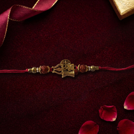 Premium Mahadev Trishul Damru Rudraksha Bhai Rakhi
