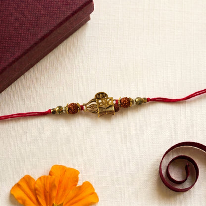 Premium Mahadev Trishul Damru Rudraksha Bhai Rakhi