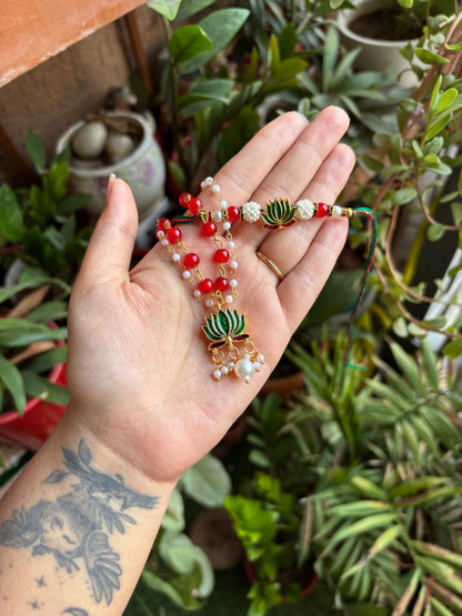 Emerald Lotus Bhai-Bhabhi Rakhi Set