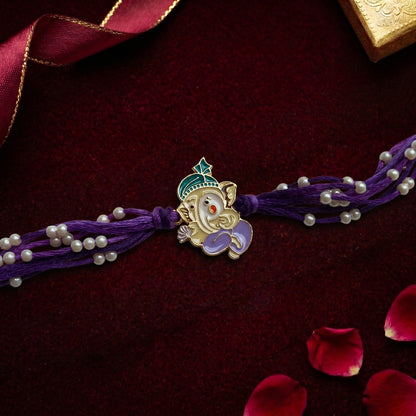 Premium Pearl Bracelet Ganesha Rakhi