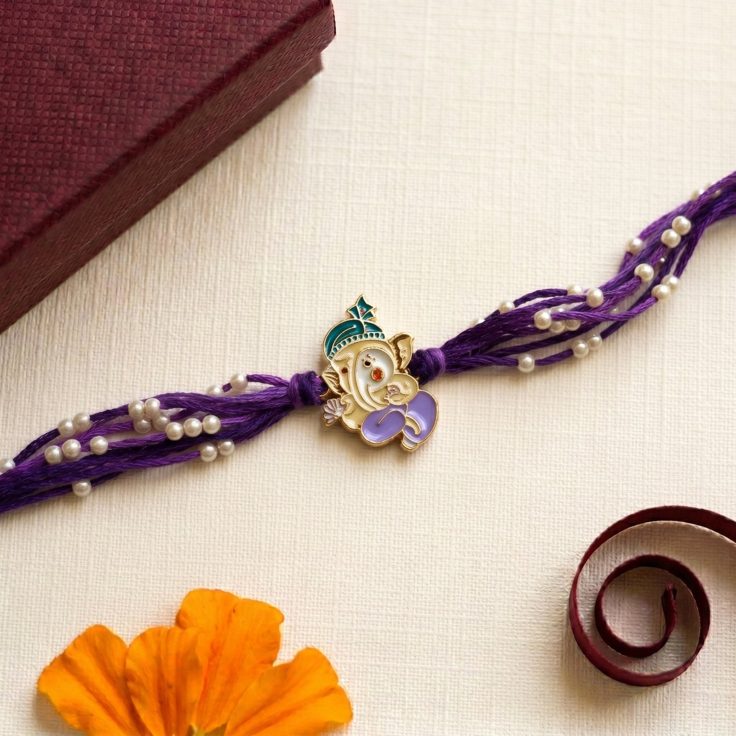 Premium Pearl Bracelet Ganesha Rakhi