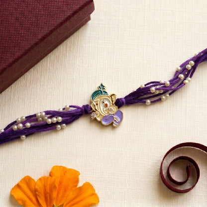 Premium Pearl Bracelet Ganesha Rakhi