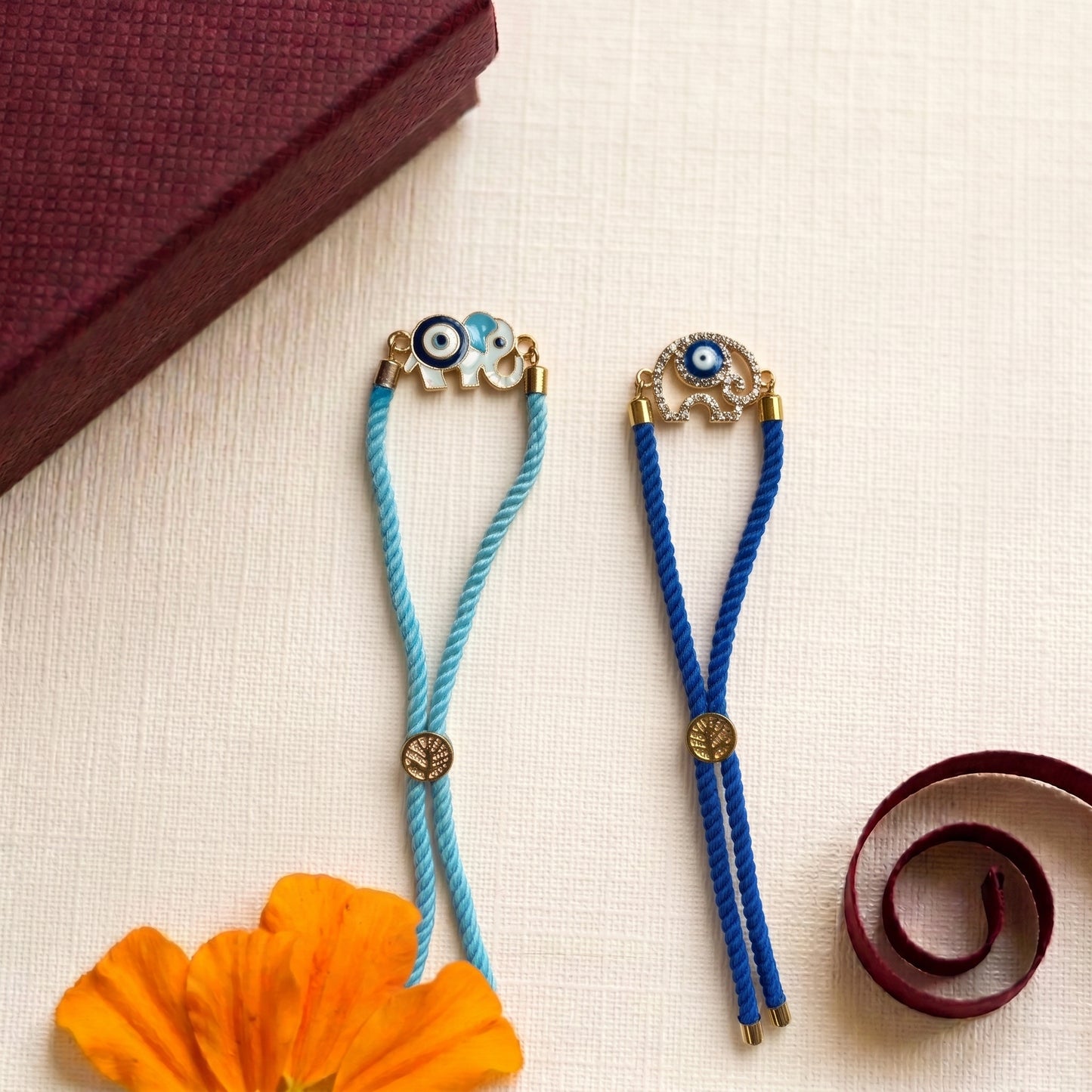 Adjustable Evil Eye Elephant Rakhi Collection (Choose Your Design)