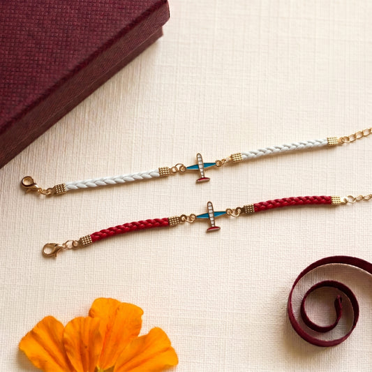 Aeroplane Charm Rakhi Bracelet Collection (Choose Your Color)
